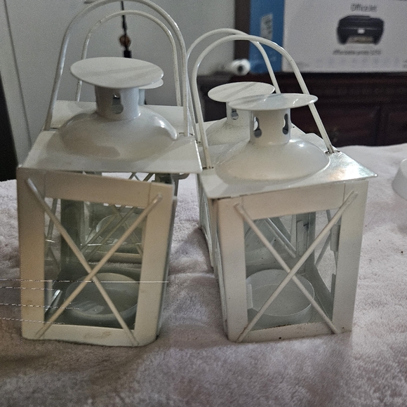 Set of four white metal mini lanterns - Picture 4 of 4
